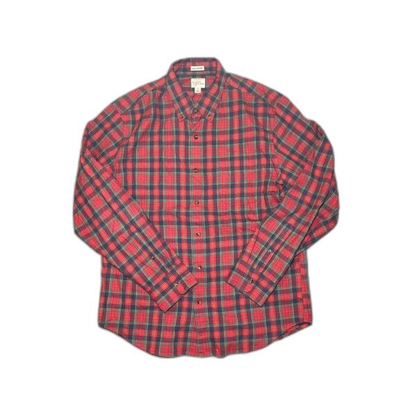 J. Crew 100% Cotton Brushed Twill Red Plaid Blouse Size Large - Picture 1 of 6
